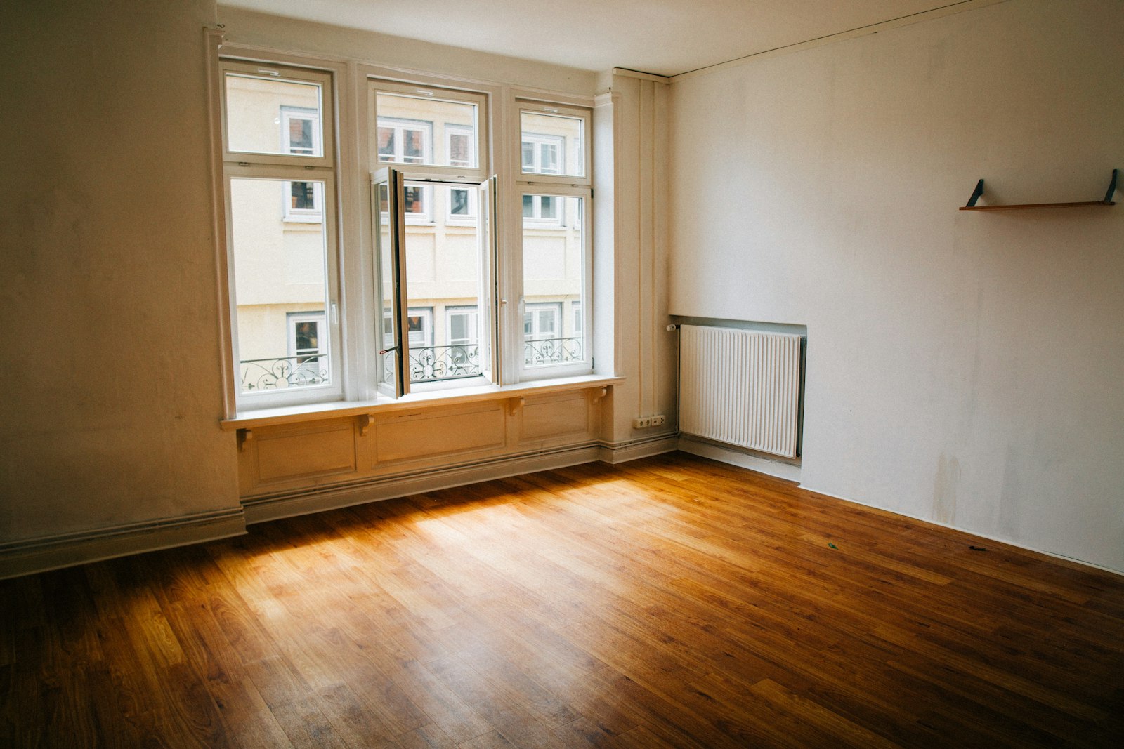 Empty room with a bright window